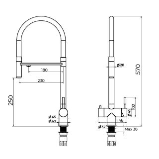 Смеситель для кухни с подключением фильтра Knotlor SS-16, сатин